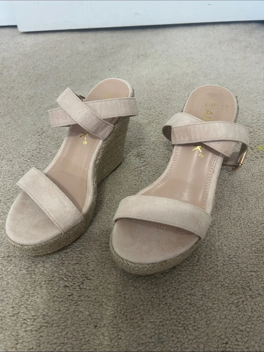 Allegra K Suede Espadrille Wedge Chunky Sandals size 7 beige NWT platform sandal